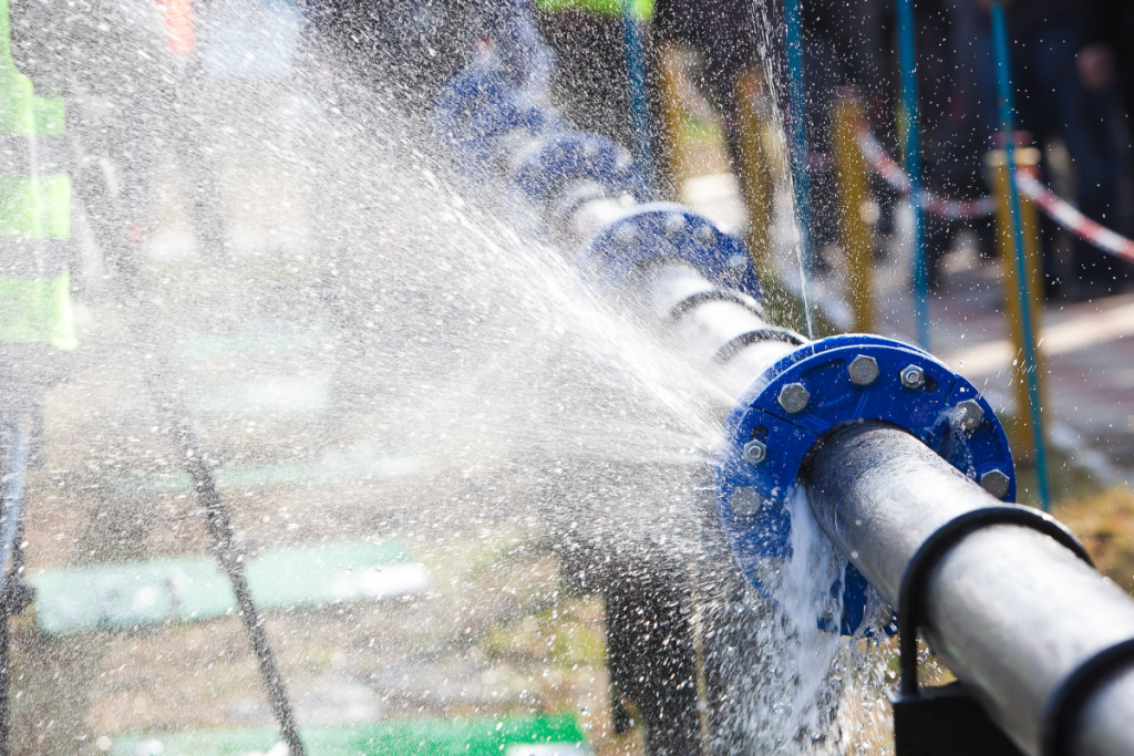 Gushing water from home water pipes