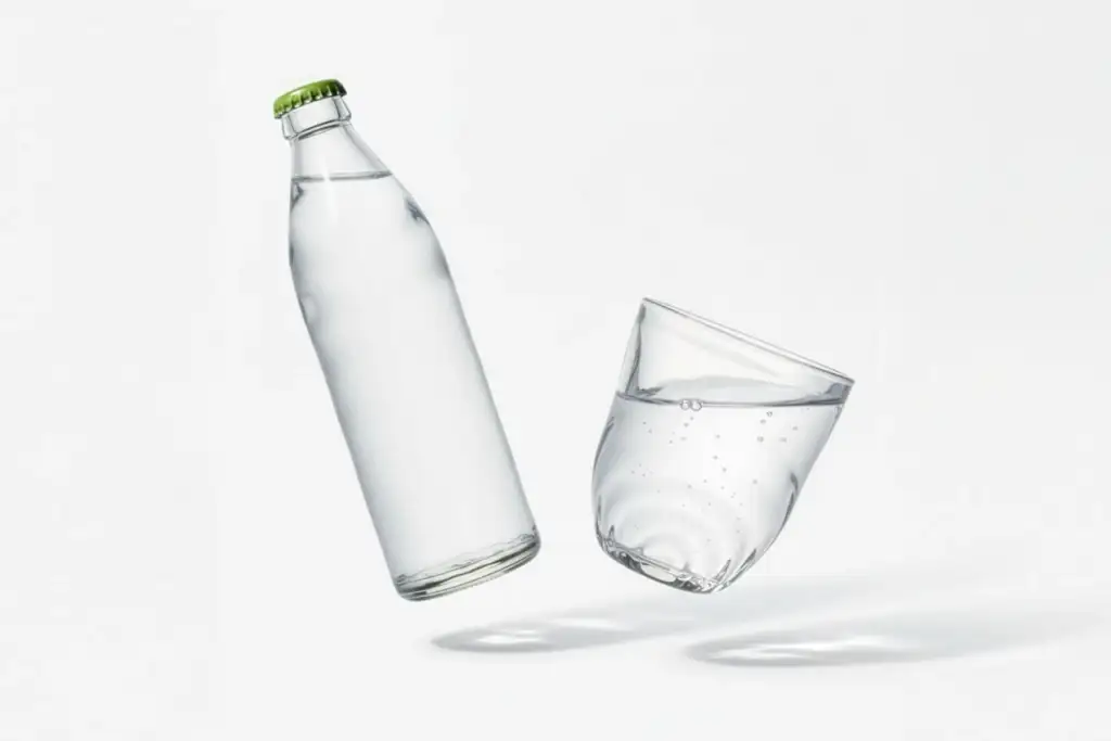 Bottled water vs. filtered water in a glass