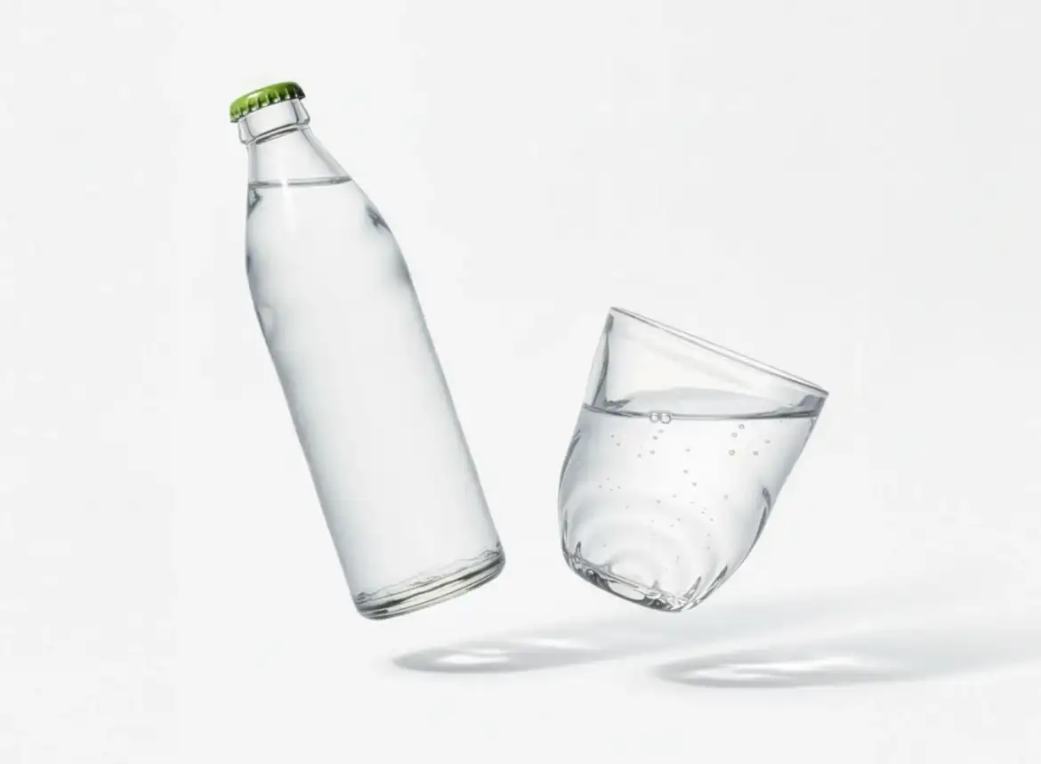 Bottled water vs. filtered water in a glass