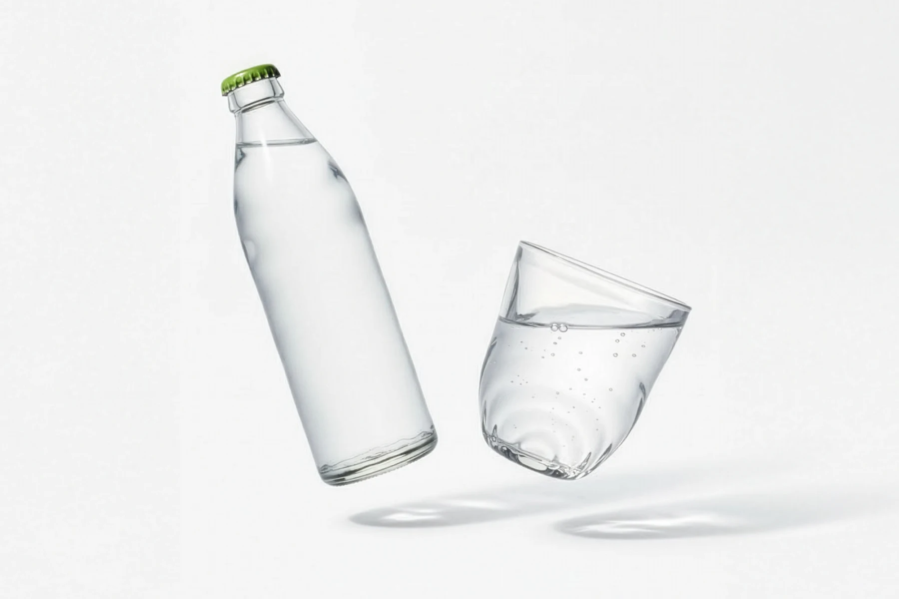 Bottled water vs. filtered water in a glass