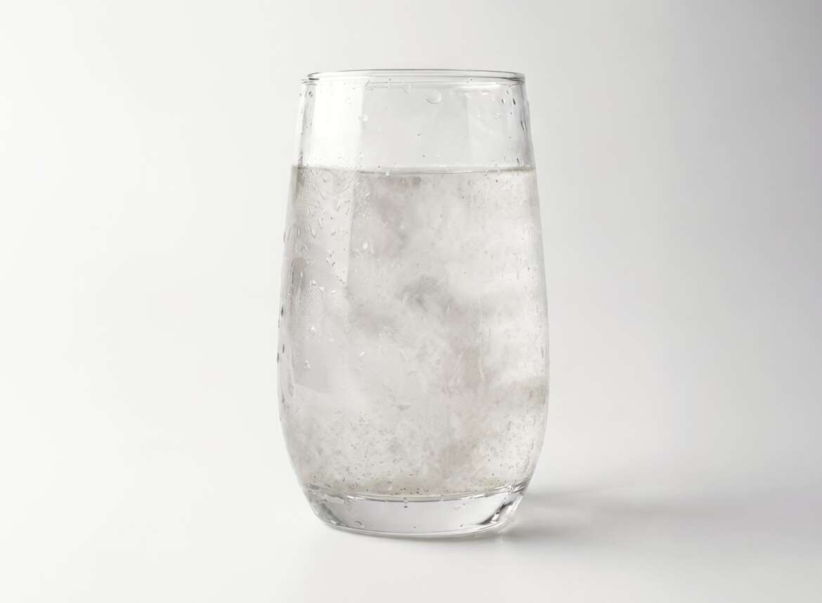 A glass of cloudy tap water